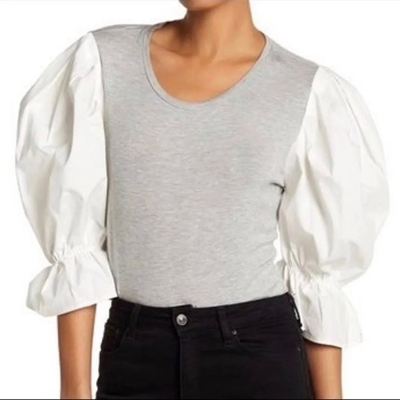DR2 Daniel Rainn Poplin Bubble Sleeve Top - Picture 1 of 4